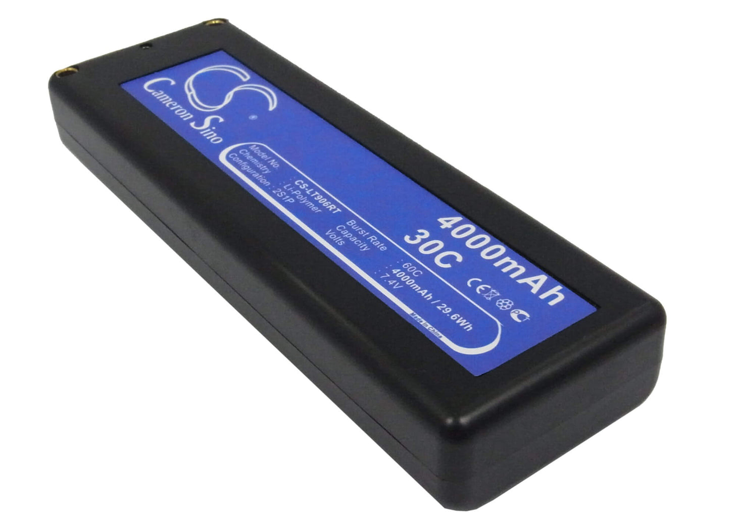 7.4V, 4000mAh, Li-Polymer Battery fits Cameron Sino, RC Cars Cs-lt906rt, 29.6Wh
