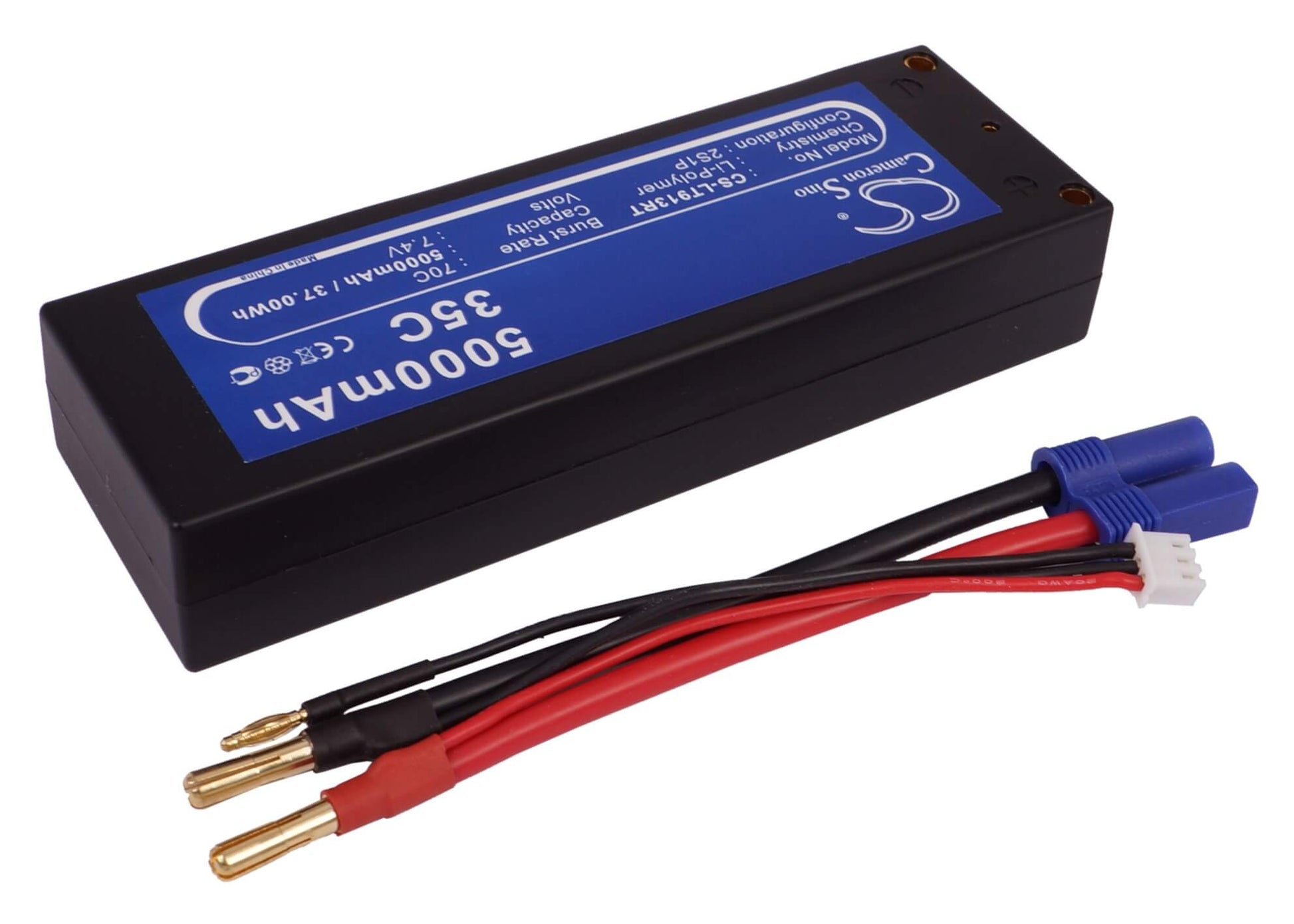 7.4V, 5000mAh, Li-Polymer Battery fits Cameron Sino, RC Cars Cs-lt913rt, 37Wh