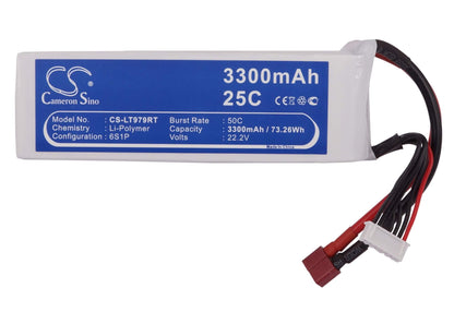 22.2V, 3300mAh, Li-Polymer Battery fits Cameron Sino, RC Cars Cs-lt979rt, 73.26Wh