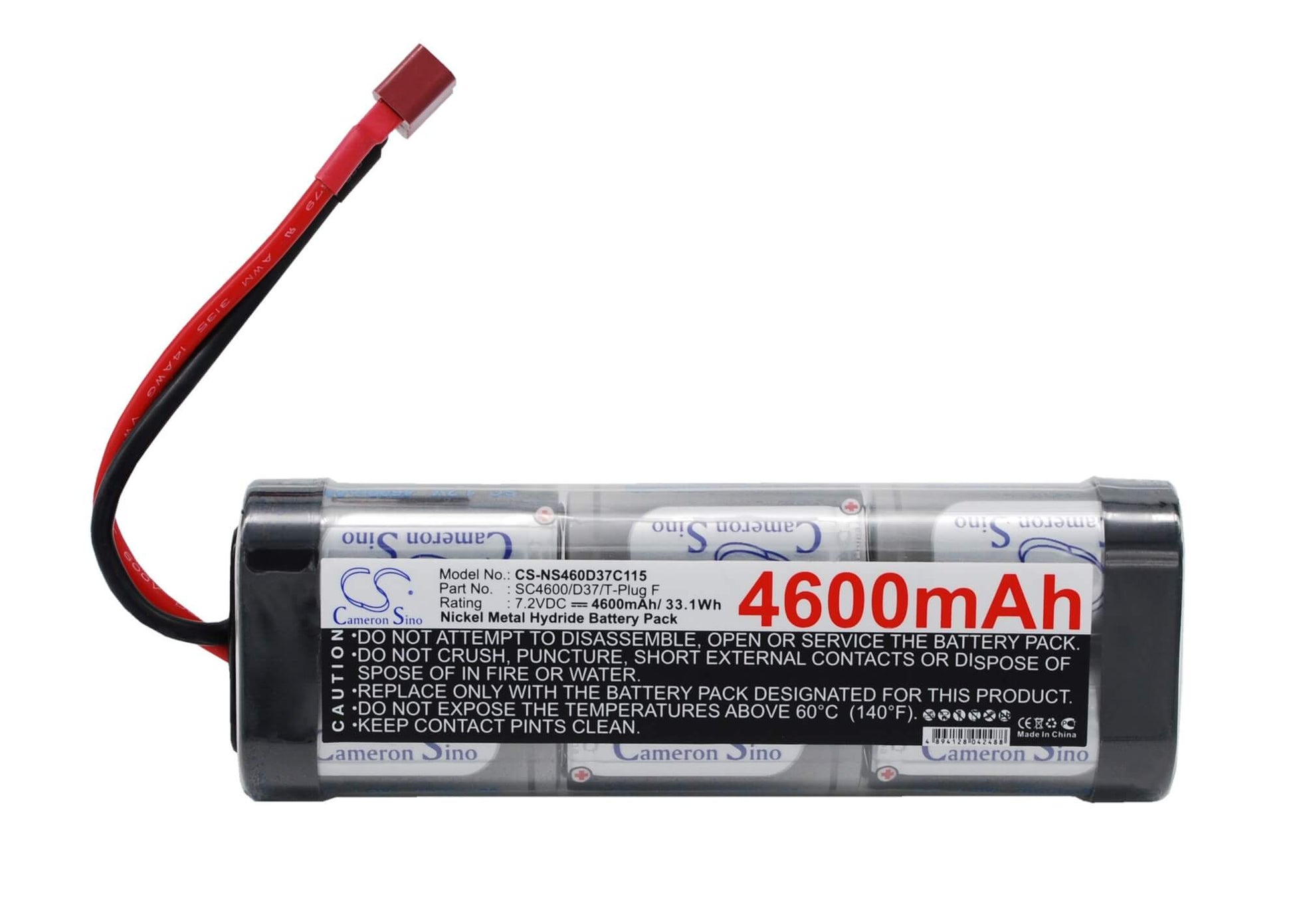 7.2V, 4600mAh, Ni-MH Battery fits Cameron Sino, RC Cars Cs-ns460d37c115, 33.12Wh