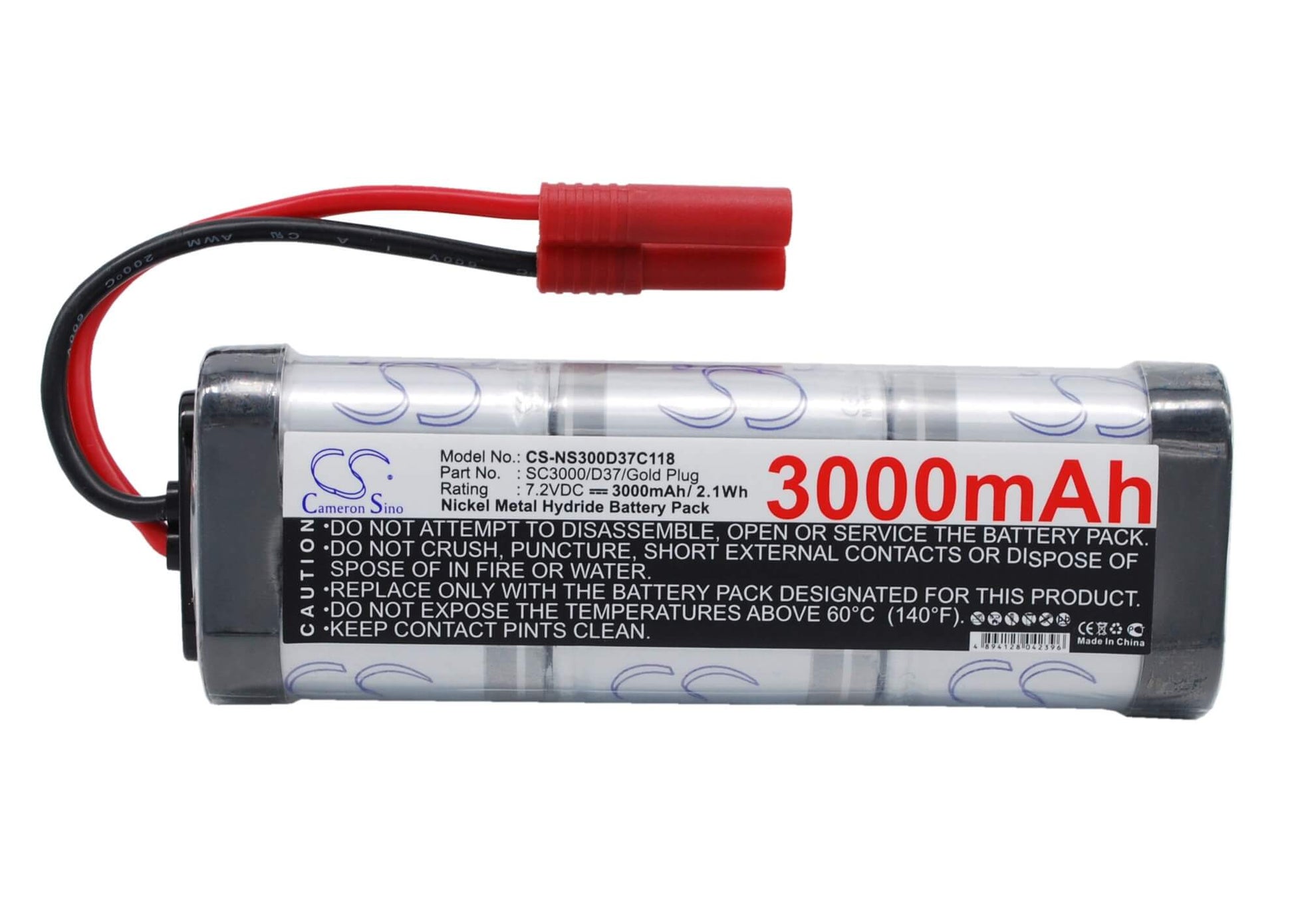 7.2V, 3000mAh, Ni-MH Battery fits Cameron Sino, RC Cars Cs-ns300d37c118, 21.6Wh