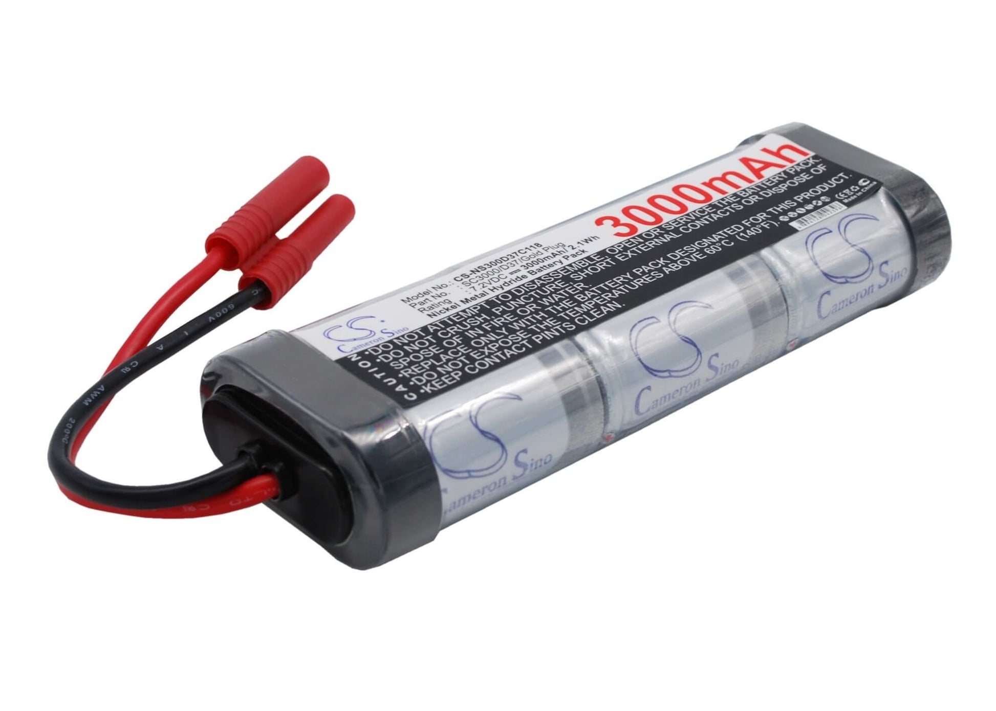 7.2V, 3000mAh, Ni-MH Battery fits Cameron Sino, RC Cars Cs-ns300d37c118, 21.6Wh