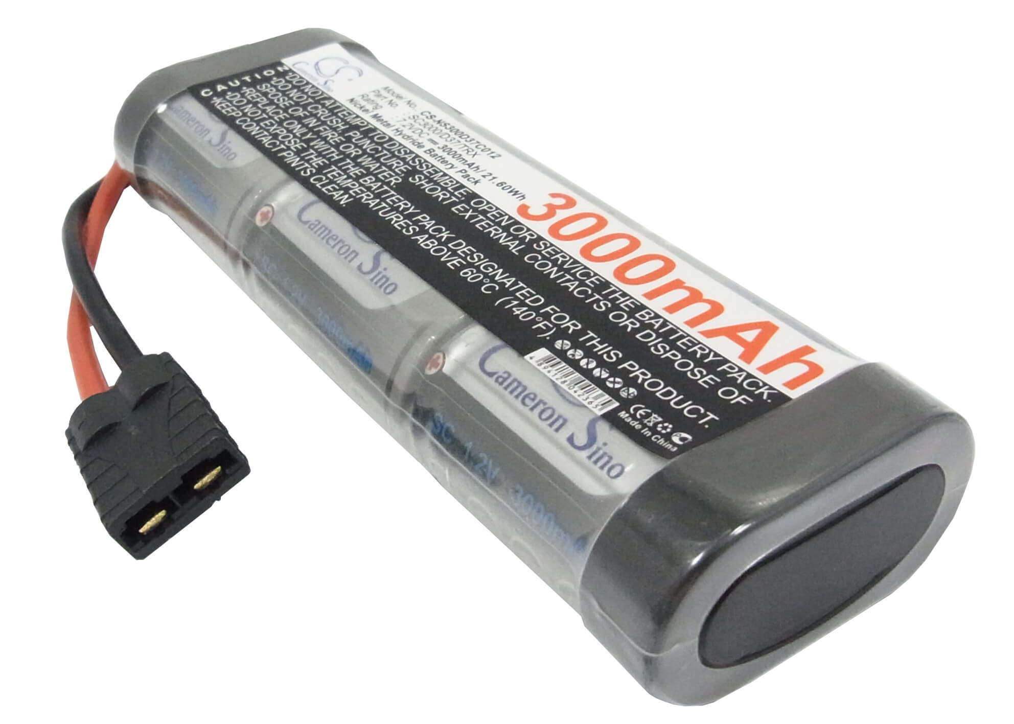 7.2V, 3000mAh, Ni-MH Battery fits Cameron Sino, RC Cars Cs-ns300d37c012, 21.6Wh