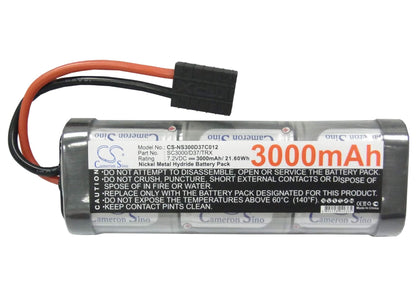 7.2V, 3000mAh, Ni-MH Battery fits Cameron Sino, RC Cars Cs-ns300d37c012, 21.6Wh