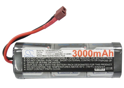 7.2V, 3000mAh, Ni-MH Battery fits Cameron Sino, RC Cars Cs-ns300d37c115, 21.6Wh