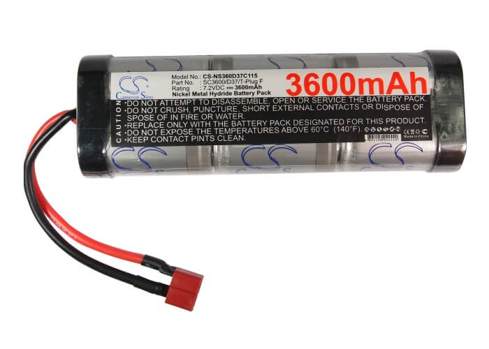7.2V, 3600mAh, Ni-MH Battery fits Cameron Sino, RC Cars Cs-ns360d37c115, 25.92Wh