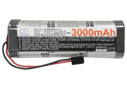 7.2V, 3000mAh, Ni-MH Battery fits Cameron Sino, RC Cars Cs-ns300d37c114, 21.6Wh