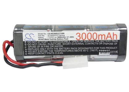 7.2V, 3000mAh, Ni-MH Battery fits Irobot, RC Cars 13501, Looj, 21.6Wh