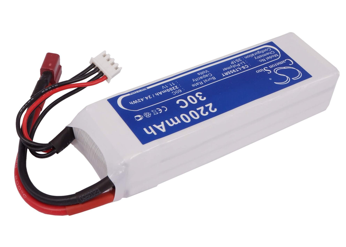 11.1V, 2200mAh, Li-Polymer Battery fits Cameron Sino, RC Cars Cs-lt955rt, 24.42Wh