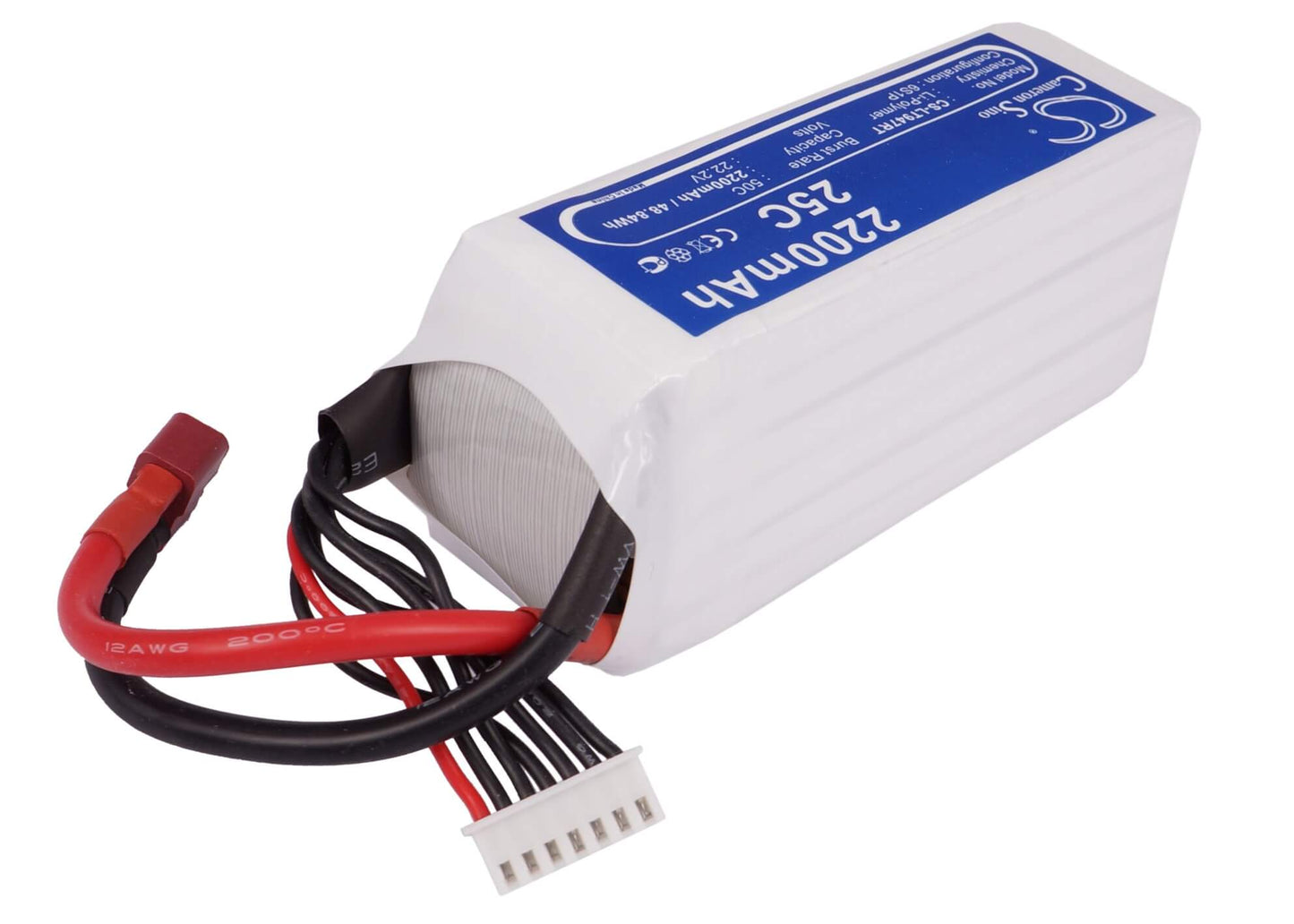 22.2V, 2200mAh, Li-Polymer Battery fits Cameron Sino, RC Cars Cs-lt947rt, 48.84Wh