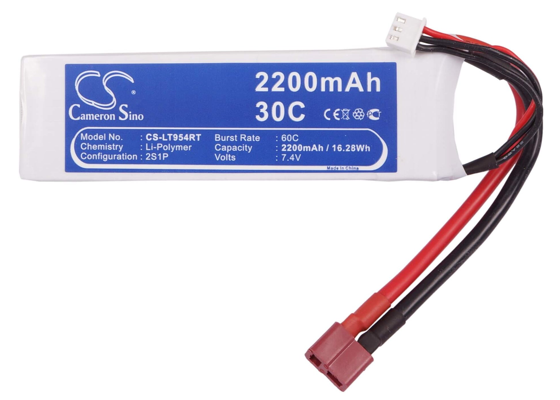 14.8V, 2200mAh, Li-Polymer Battery fits Cameron Sino, RC Cars Cs-lt945rt, 32.56Wh