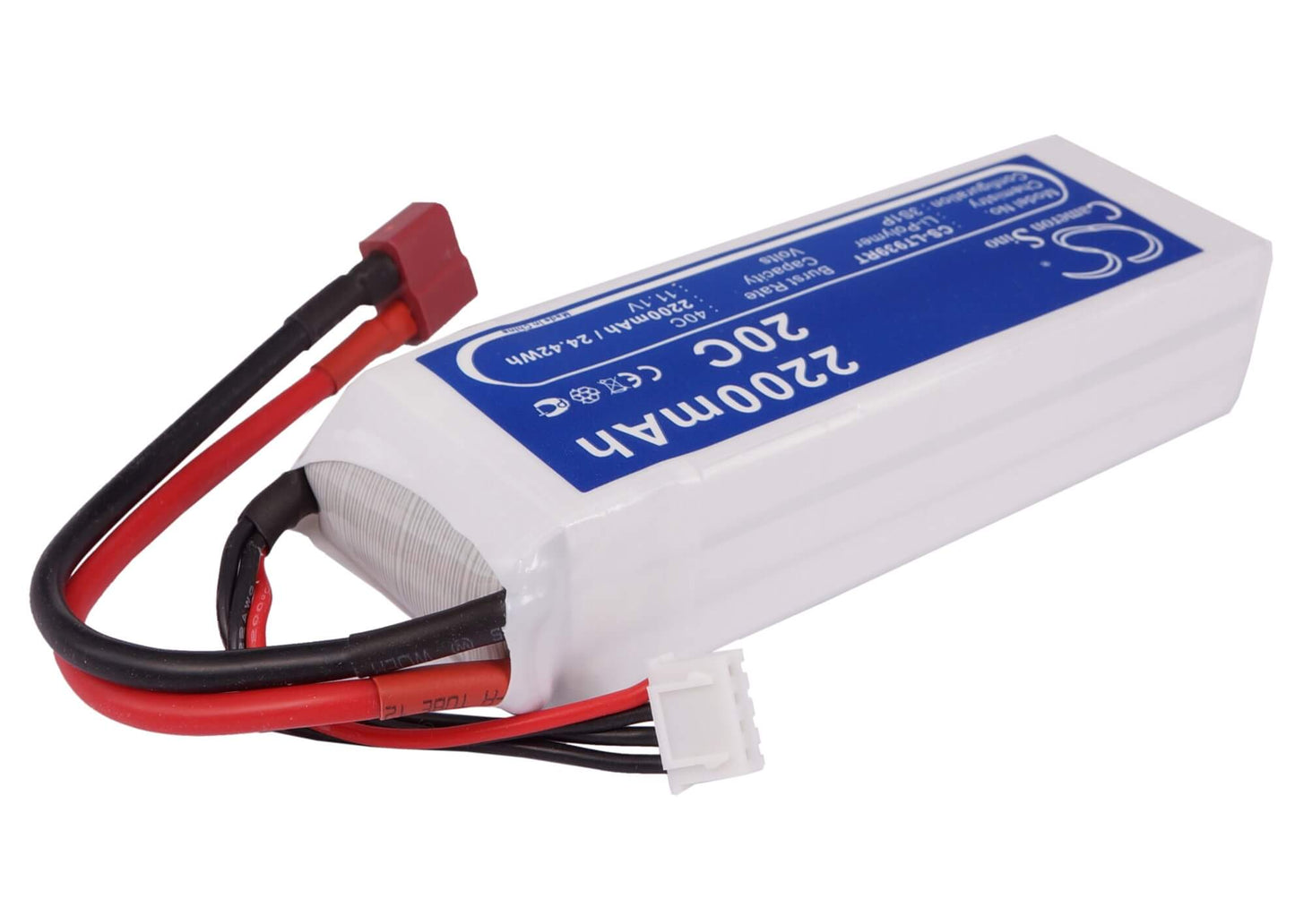 11.1V, 2200mAh, Li-Polymer Battery fits Cameron Sino, RC Cars Cs-lt939rt, 24.42Wh