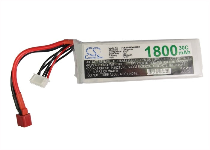 14.8V, 1800mAh, Li-Polymer Battery fits Cameron Sino, RC Cars Cs-lp1804c30rt, 26.64Wh