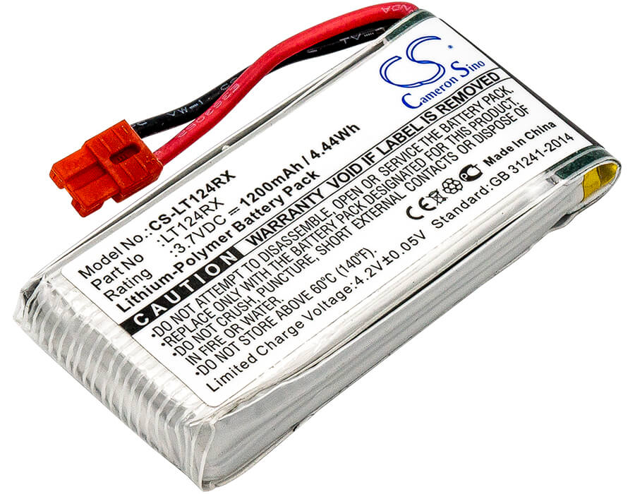 3.7V, 1200mAh, Li-Polymer Battery fits Syma, RC Fpv X5hc, X5hw, X5uw, 4.44Wh