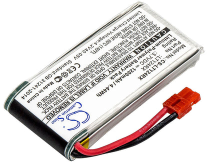 3.7V, 1200mAh, Li-Polymer Battery fits Syma, RC Fpv X5hc, X5hw, X5uw, 4.44Wh