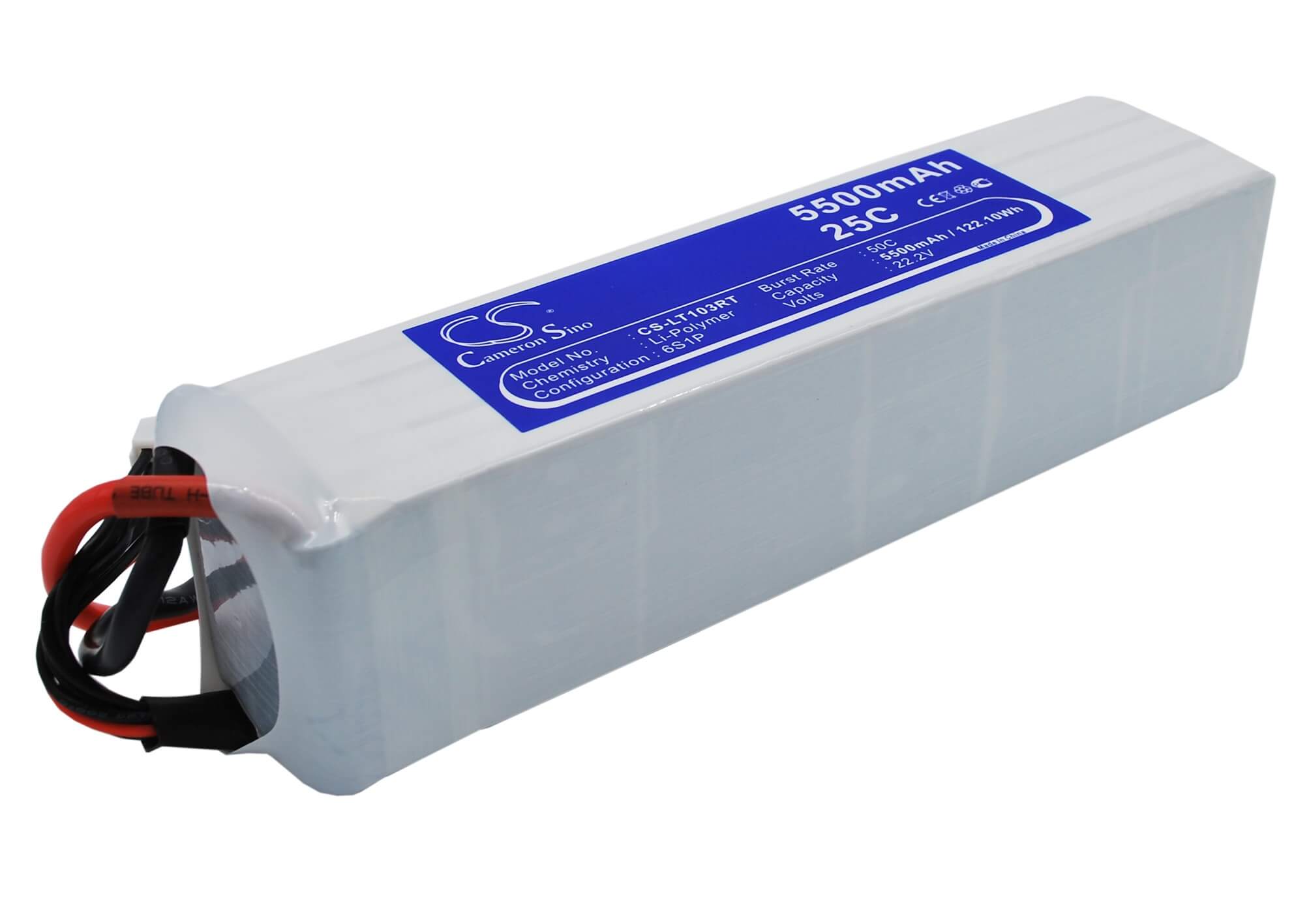 22.2V, 5500mAh, Li-Polymer Battery fits Cameron Sino, RC Fpv Cs-lt103rt, 122.1Wh