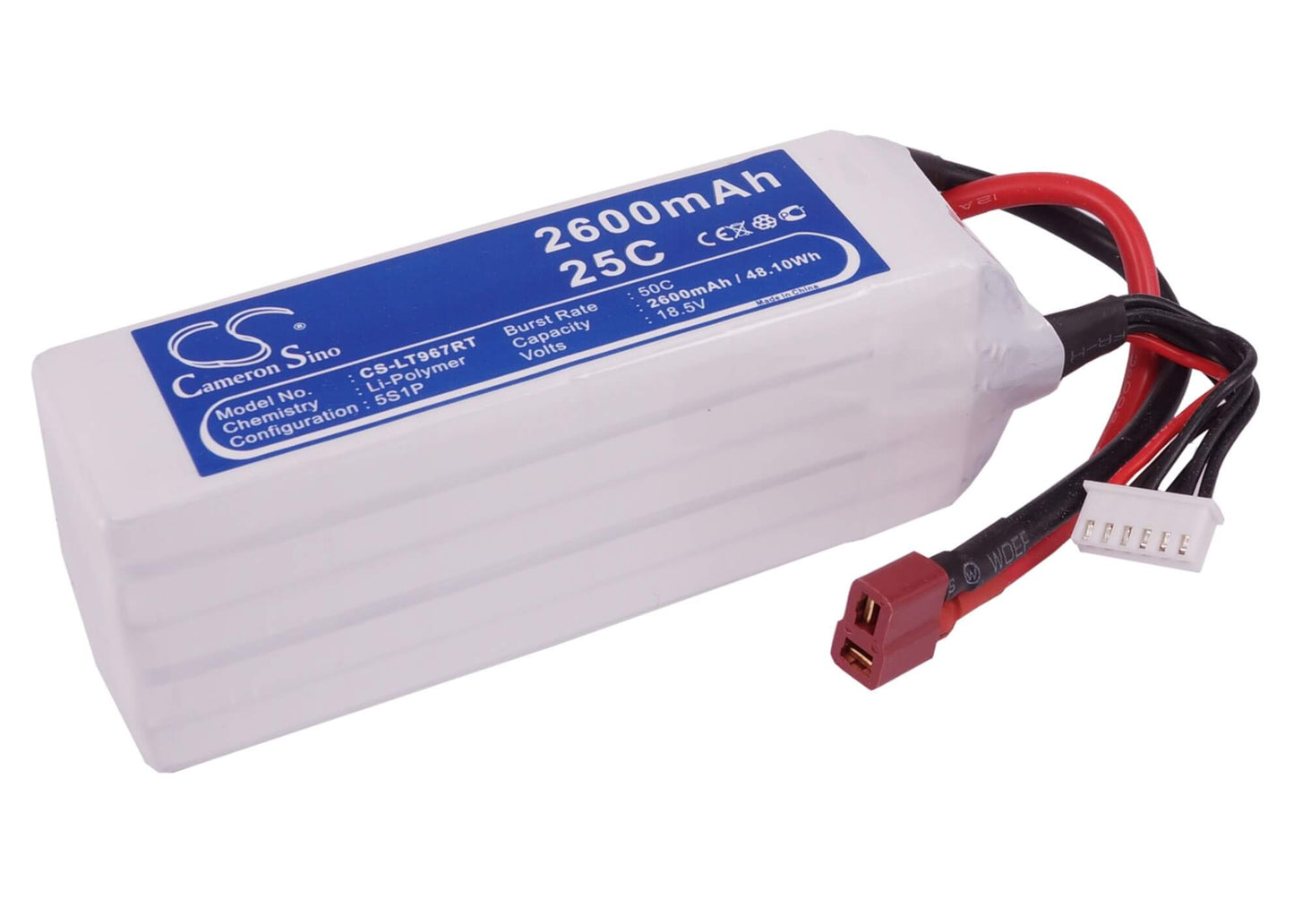 18.5V, 2600mAh, Li-Polymer Battery fits Cameron Sino, RC Fpv Cs-lt967rt, 48.1Wh