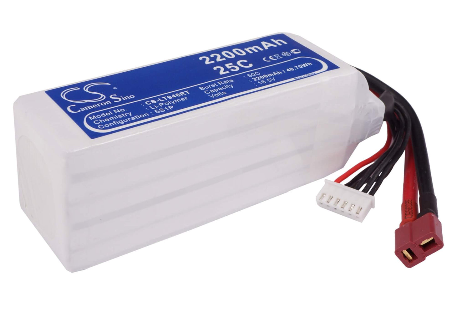 18.5V, 2200mAh, Li-Polymer Battery fits Cameron Sino, RC Fpv Cs-lt946rt, 40.7Wh