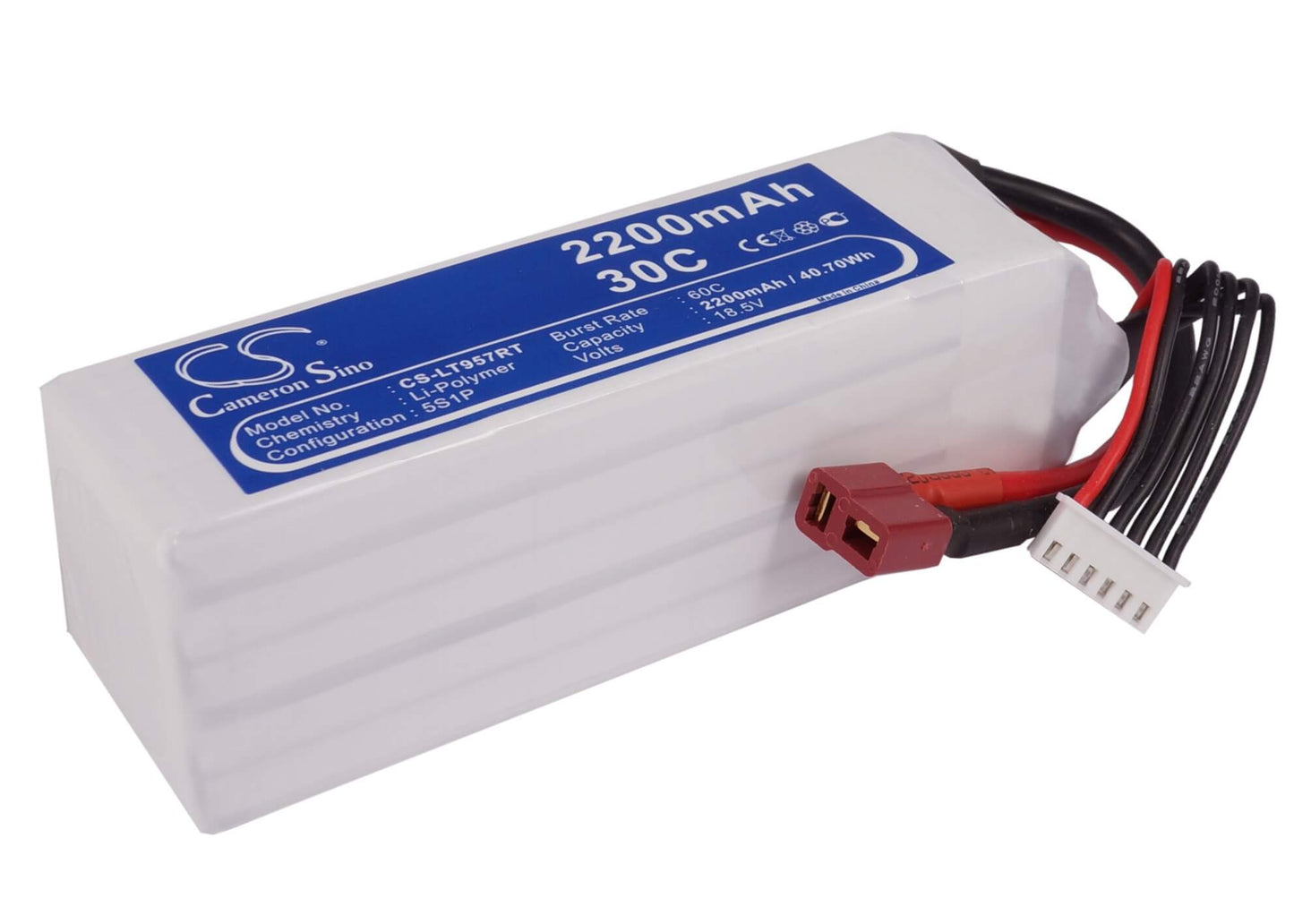18.5V, 2200mAh, Li-Polymer Battery fits Cameron Sino, RC Fpv Cs-lt957rt, 40.7Wh