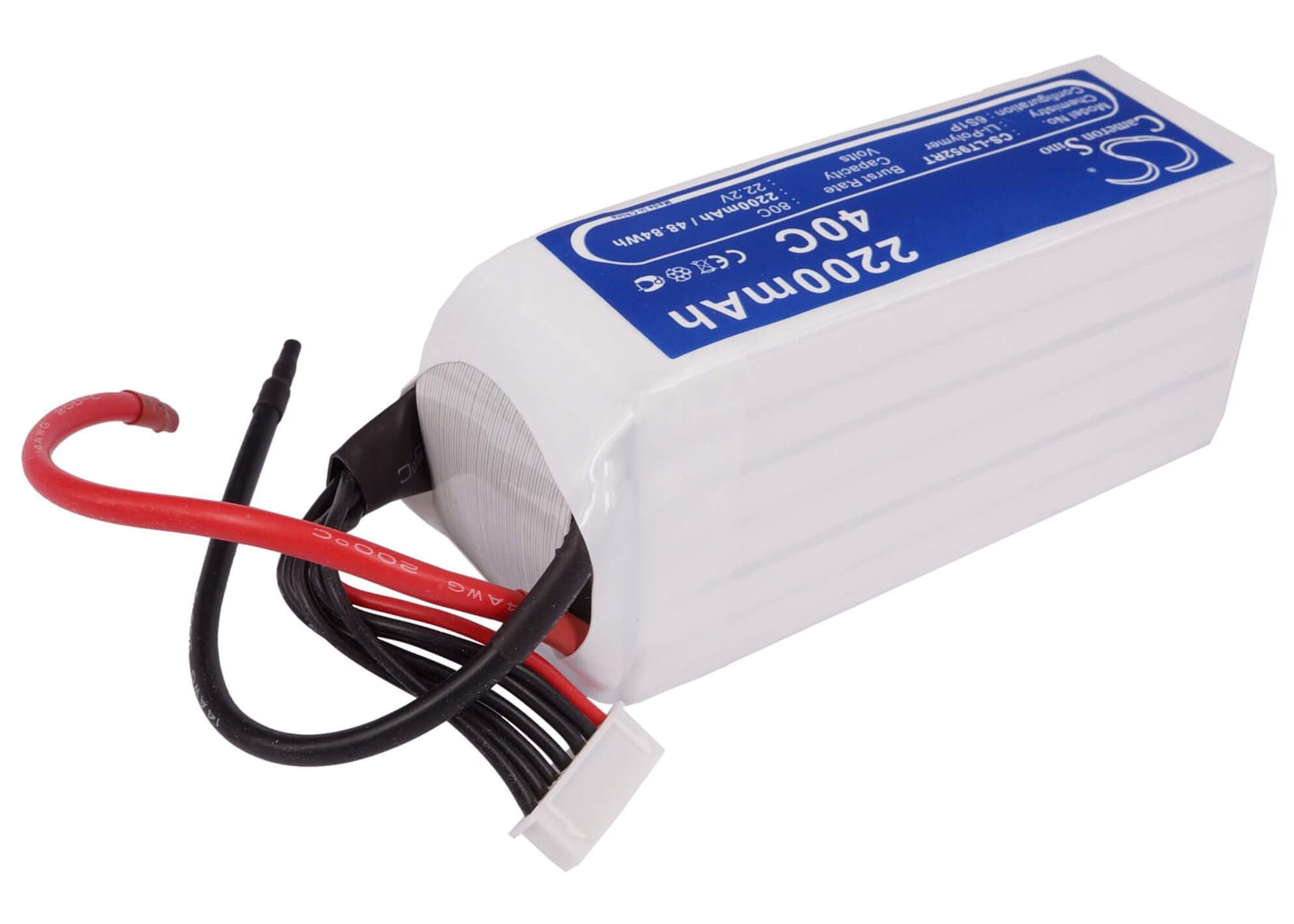 22.2V, 2200mAh, Li-Polymer Battery fits Cameron Sino, RC Fpv Cs-lt952rt, 48.84Wh