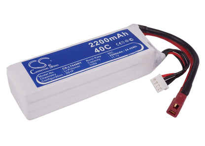 11.1V, 2200mAh, Li-Polymer Battery fits Cameron Sino, RC Fpv Cs-lt949rt, 24.42Wh