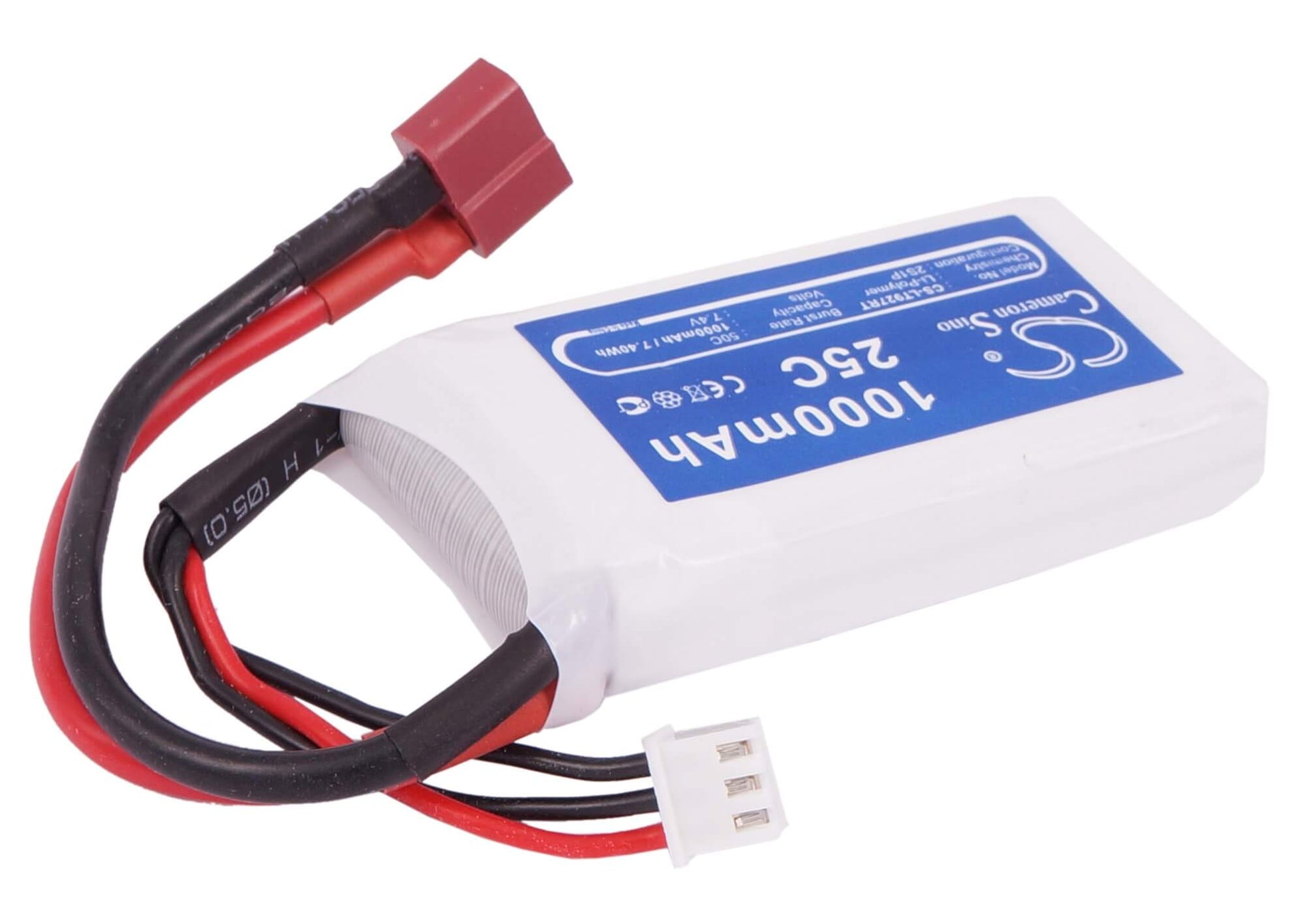 7.4V, 1000mAh, Li-Polymer Battery fits Cameron Sino, RC Helicopters Cs-lt927rt, 7.4Wh