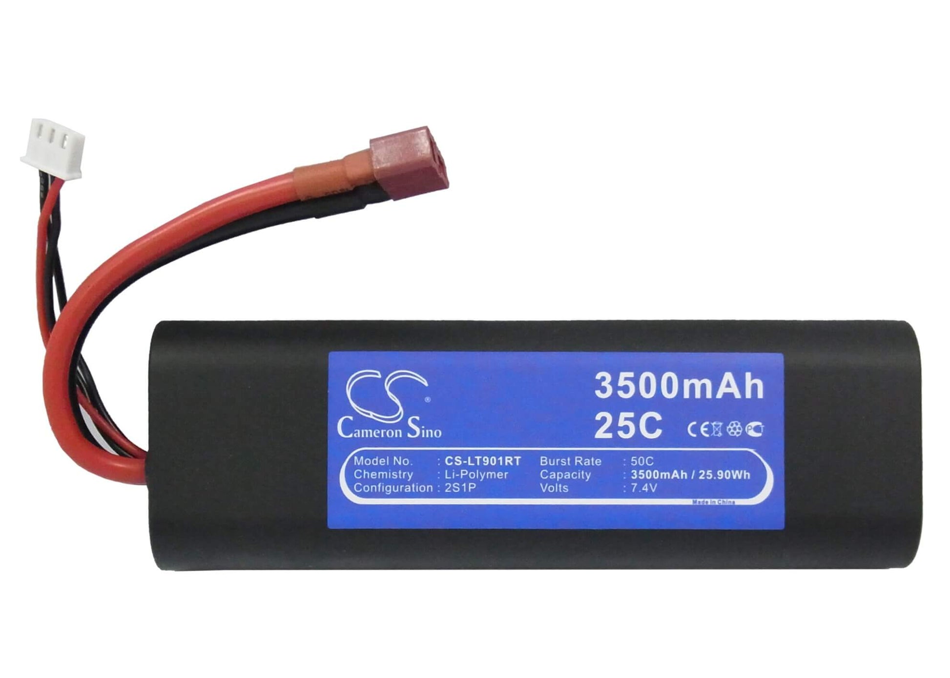 7.4V, 3500mAh, Li-Polymer Battery fits Cameron Sino, RC Helicopters Cs-lt901rt, 25.9Wh