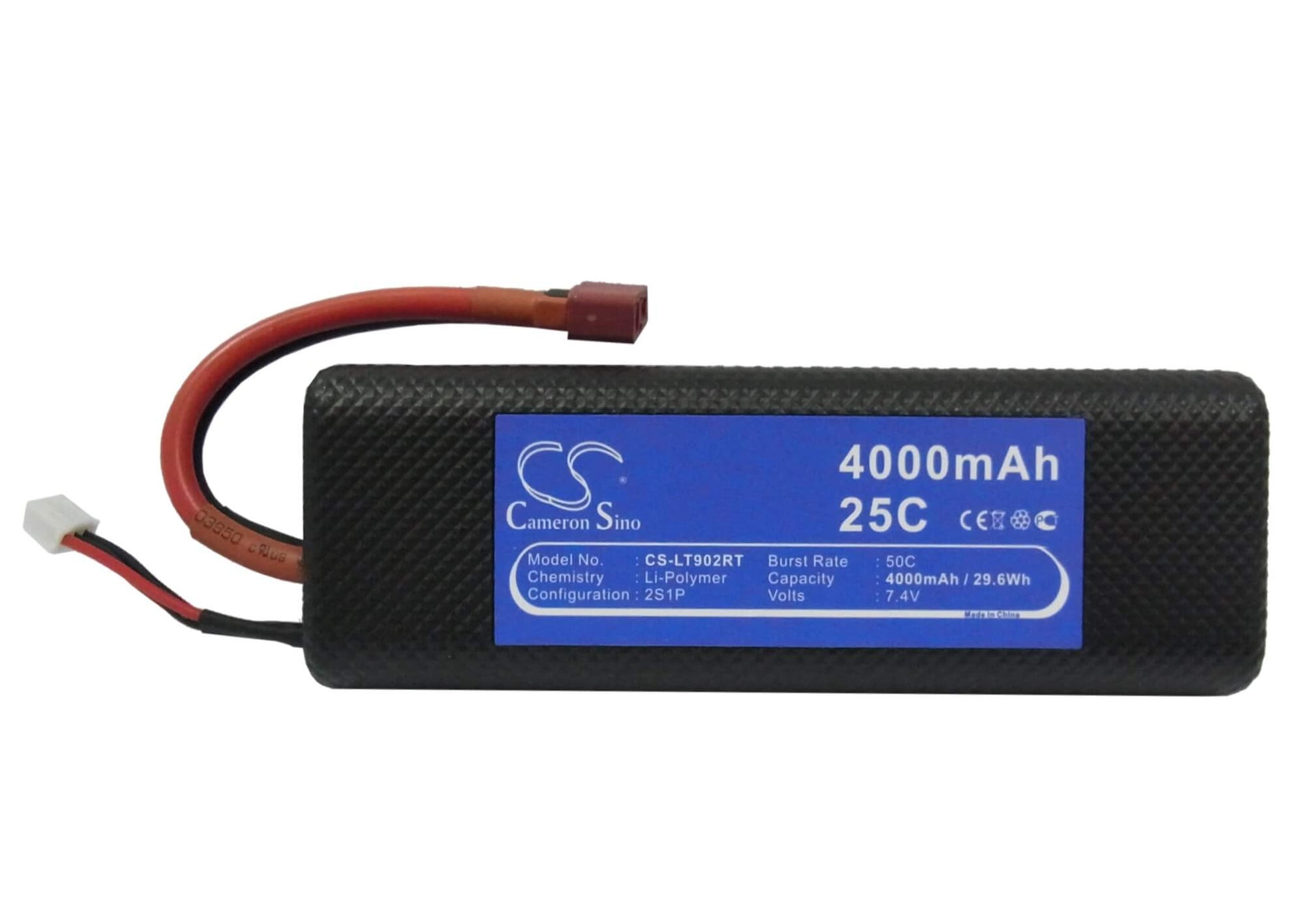 7.4V, 4000mAh, Li-Polymer Battery fits Cameron Sino, RC Helicopters Cs-lt902rt, 29.6Wh