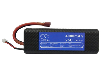 7.4V, 4000mAh, Li-Polymer Battery fits Cameron Sino, RC Helicopters Cs-lt902rt, 29.6Wh