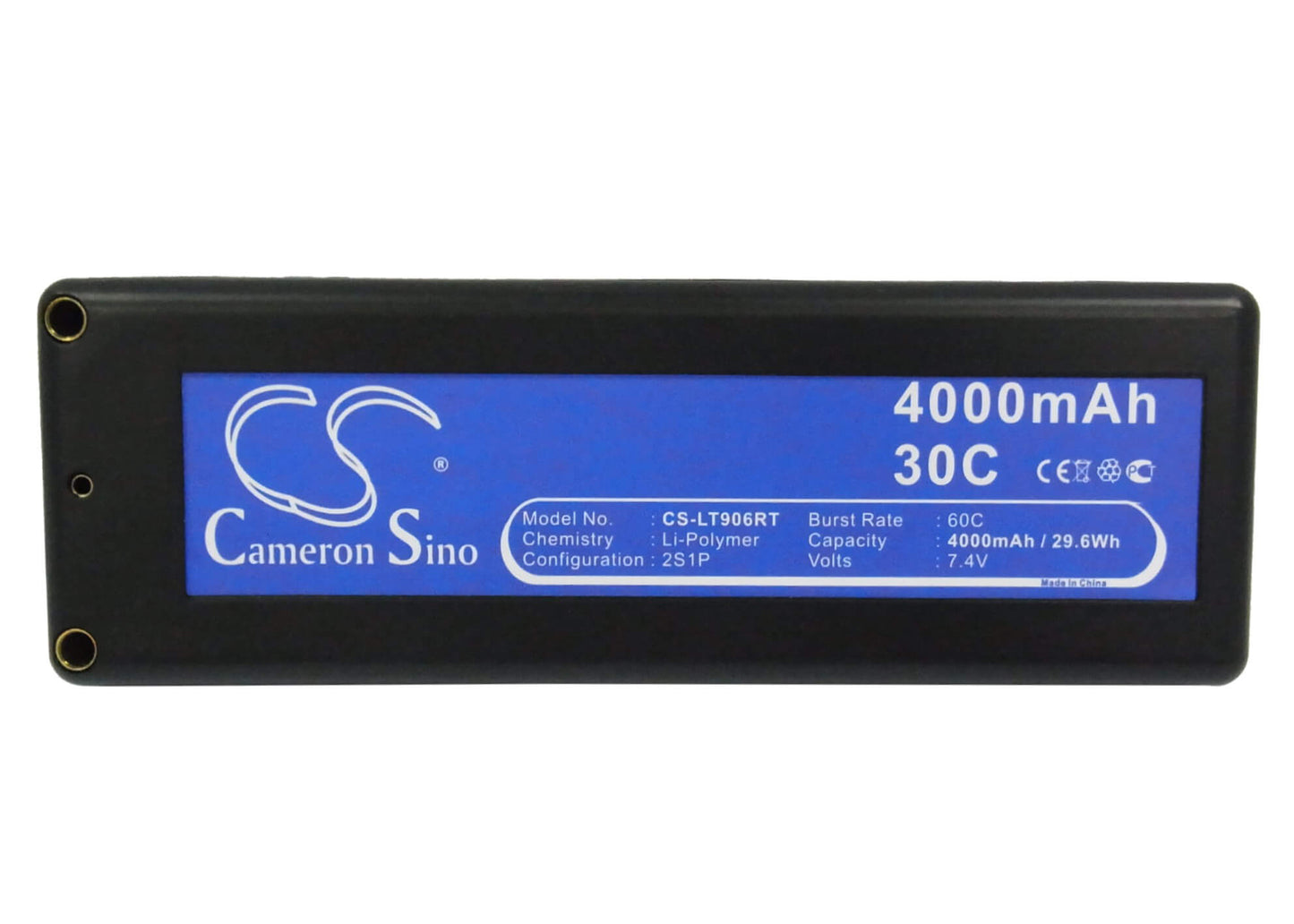 7.4V, 4000mAh, Li-Polymer Battery fits Cameron Sino, RC Helicopters Cs-lt906rt, 29.6Wh