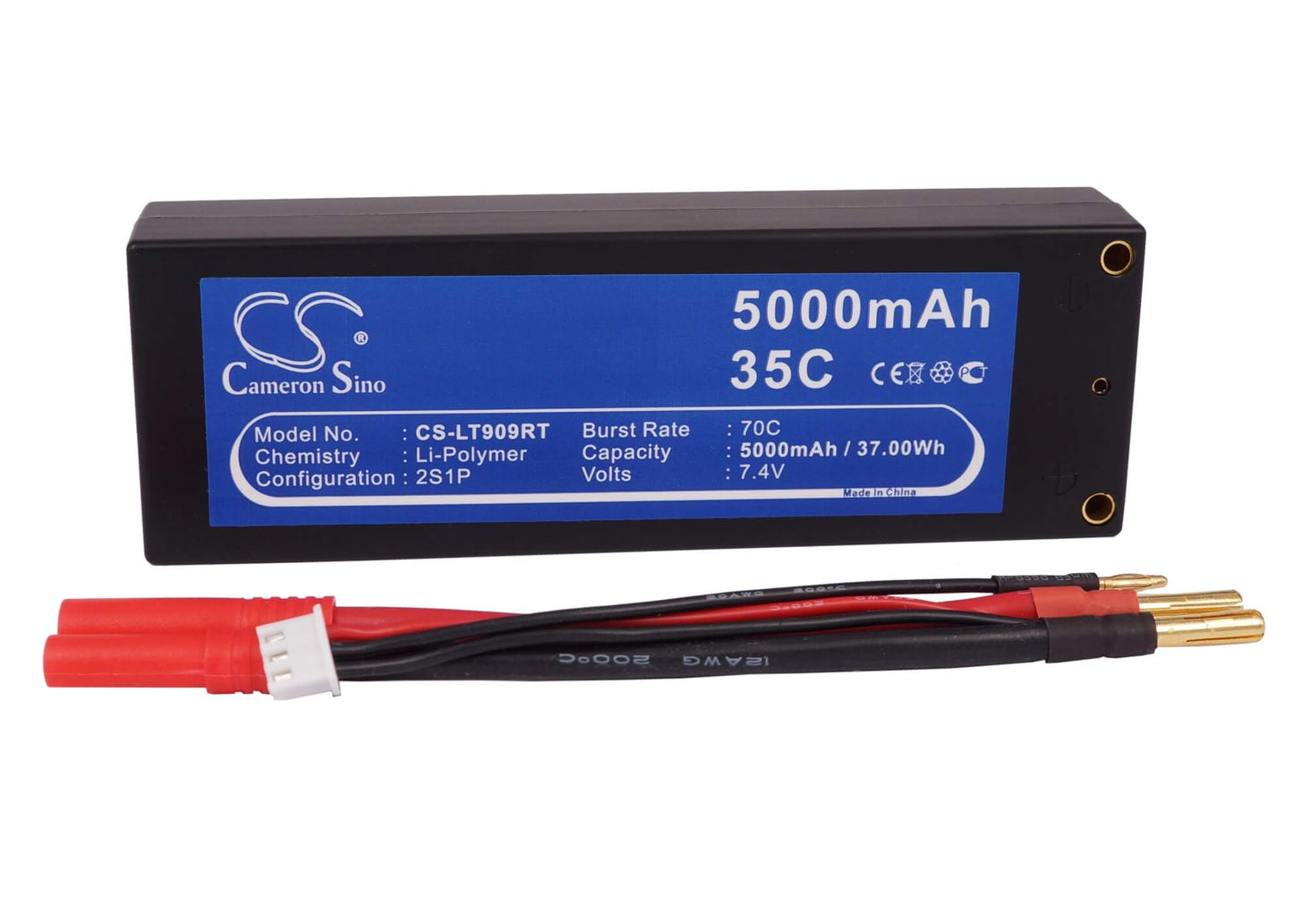 7.4V, 5000mAh, Li-Polymer Battery fits Cameron Sino, RC Helicopters Cs-lt909rt, 37Wh