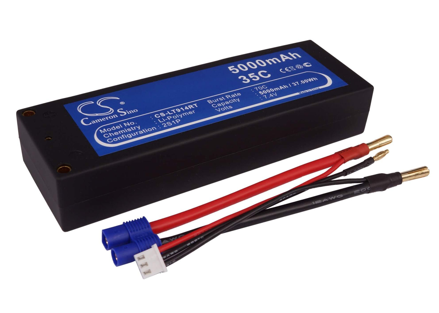 7.4V, 5000mAh, Li-Polymer Battery fits Cameron Sino, RC Helicopters Cs-lt914rt, 37Wh