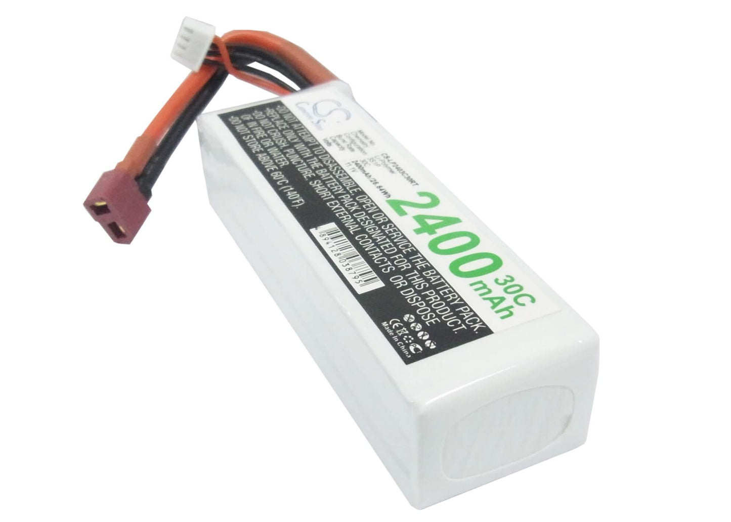 11.1V, 2400mAh, Li-Polymer Battery fits Cameron Sino, RC Helicopters Cs-lp2403c30rt, 26.64Wh