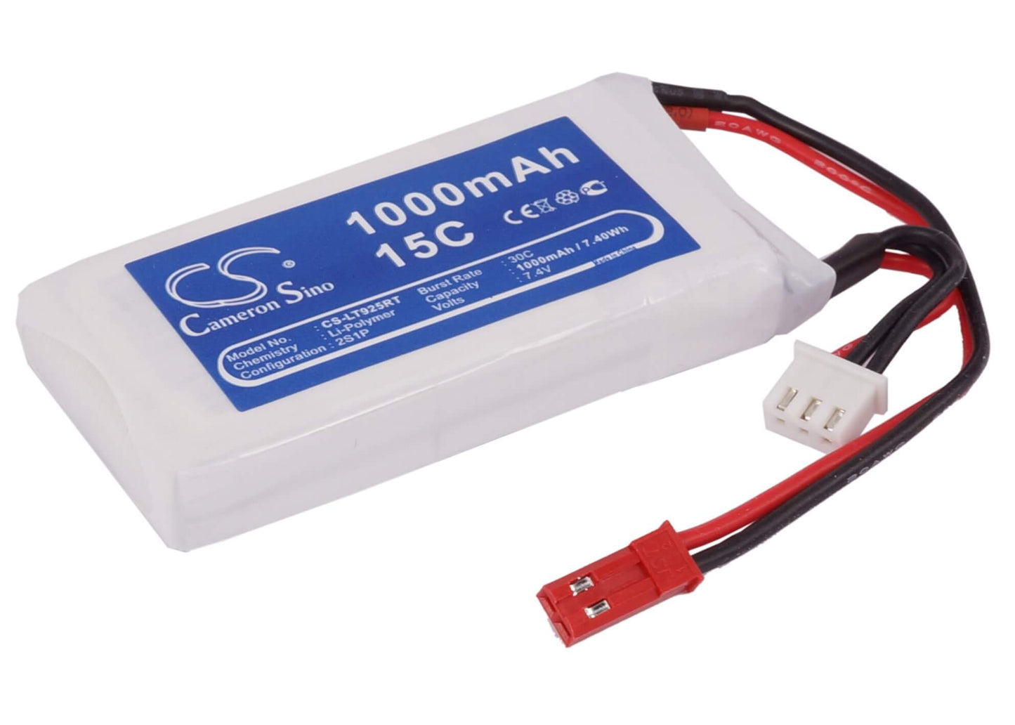 7.4V, 1000mAh, Li-Polymer Battery fits Cameron Sino, RC Planes Cs-lt925rt, 7.4Wh