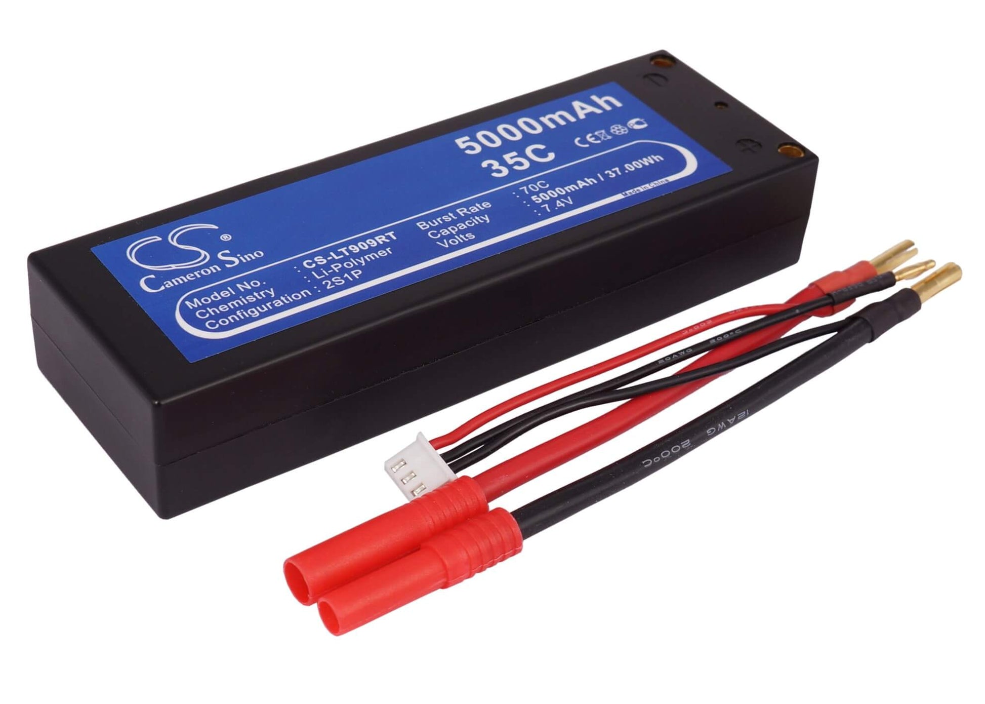 7.4V, 5000mAh, Li-Polymer Battery fits Cameron Sino, RC Planes Cs-lt909rt, 37Wh