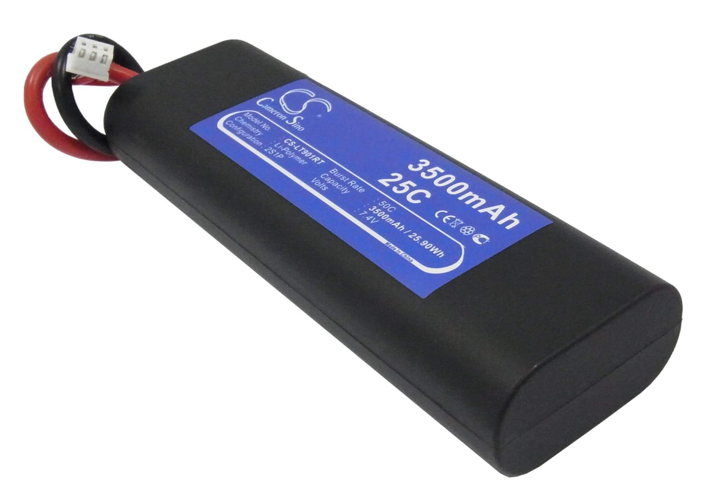 7.4V, 3500mAh, Li-Polymer Battery fits Cameron Sino, RC Robot Cs-lt901rt, 25.9Wh