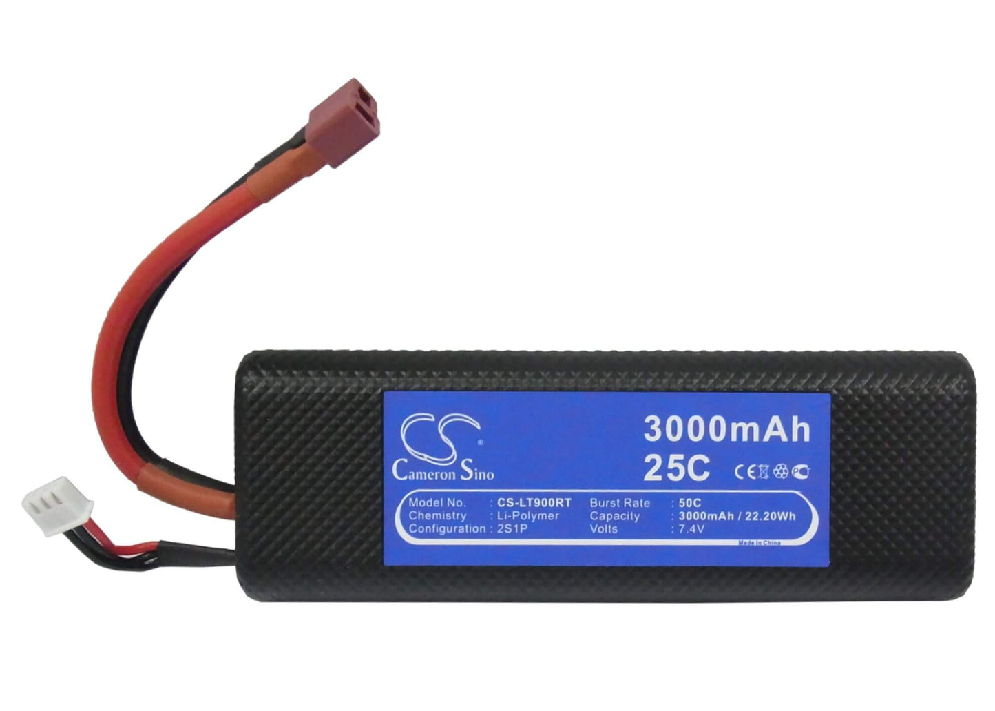 7.4V, 3000mAh, Li-Polymer Battery fits Cameron Sino, RC Robot Cs-lt900rt, 22.2Wh