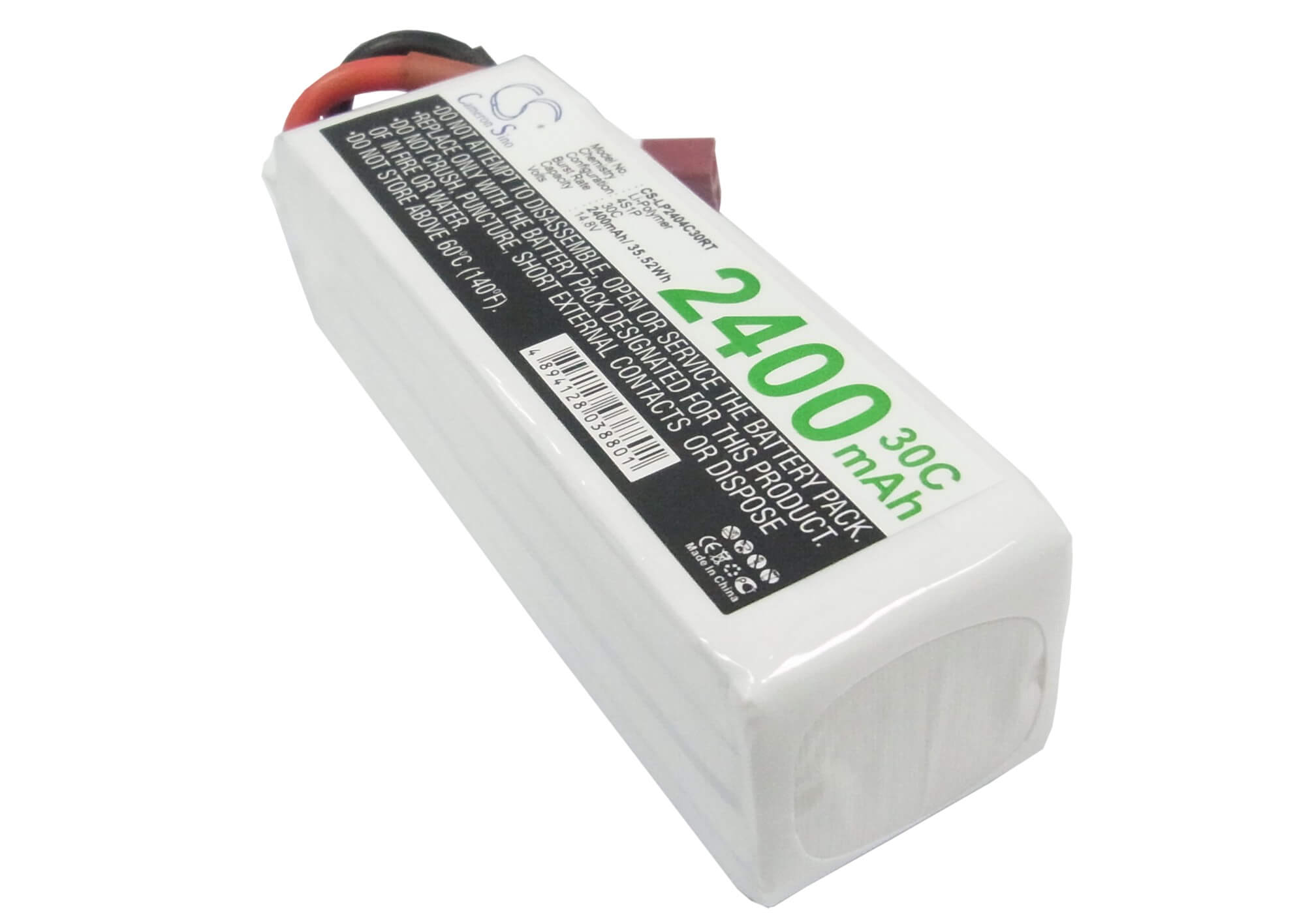 14.8V, 2400mAh, Li-Polymer Battery fits Cameron Sino, RC Robot Cs-lp2404c30rt, 35.52Wh