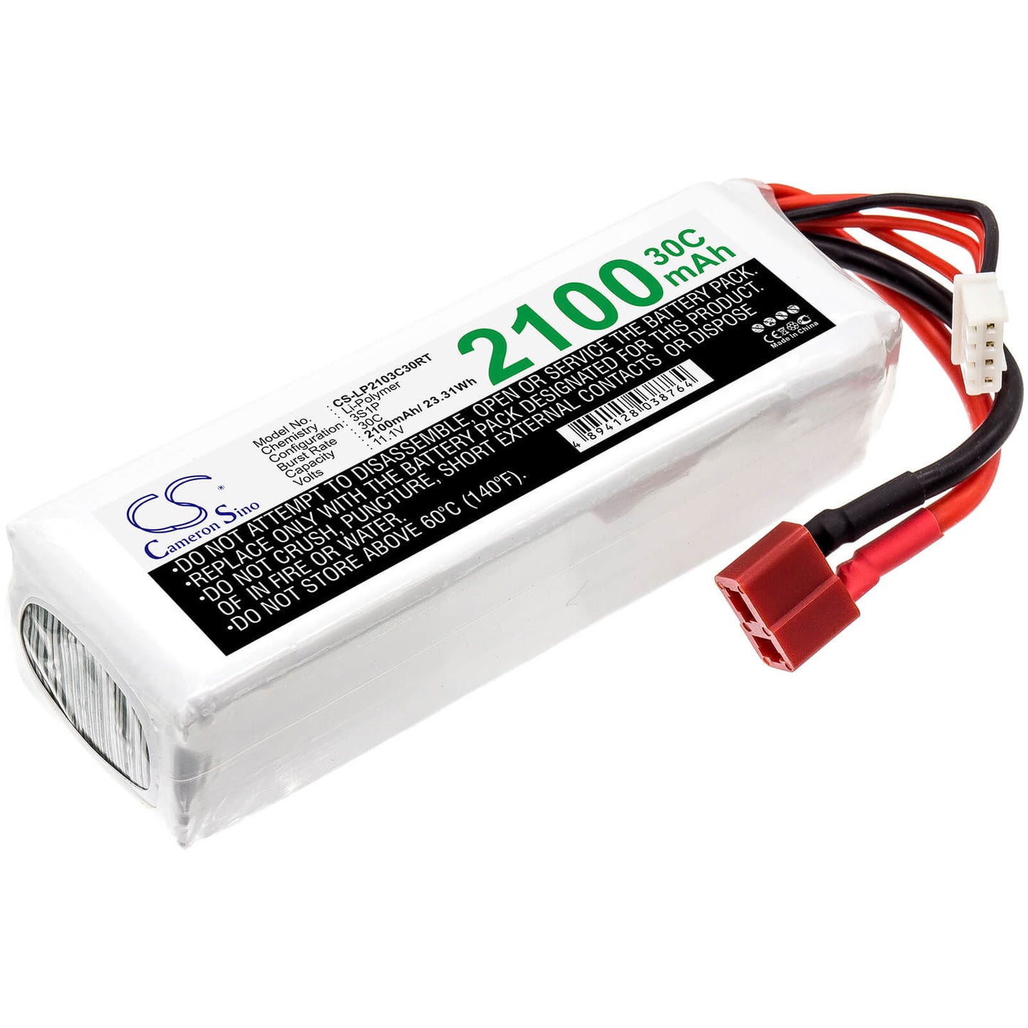 11.1V, 2100mAh, Li-Polymer Battery fits Cameron Sino, RC Robot Cs-lp2103c30rt, 23.31Wh