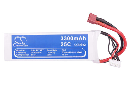 18.5V, 3300mAh, Li-Polymer Battery fits Cameron Sino, RC Tanks Cs-lt978rt, 61.05Wh