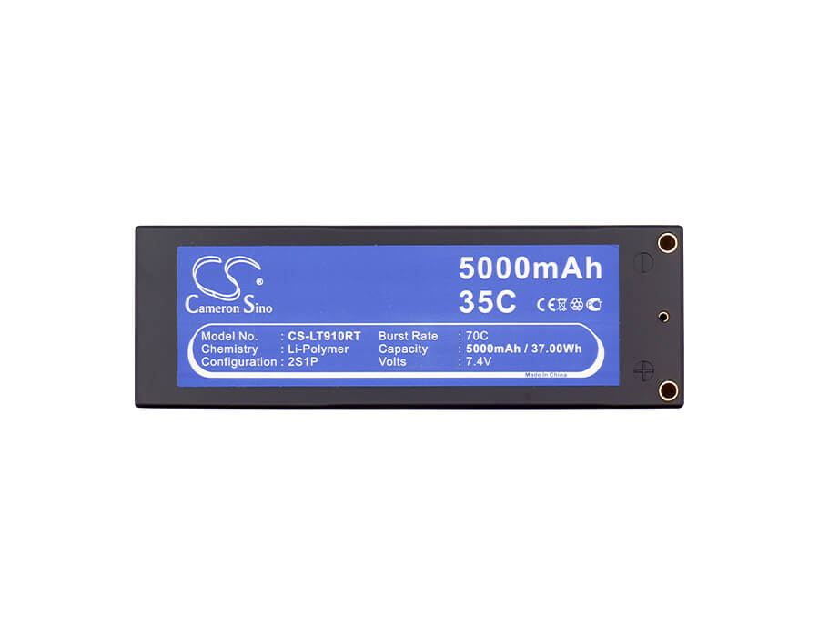 7.4V, 5000mAh, Li-Polymer Battery fits Cameron Sino, RC Tanks Cs-lt910rt, 37Wh