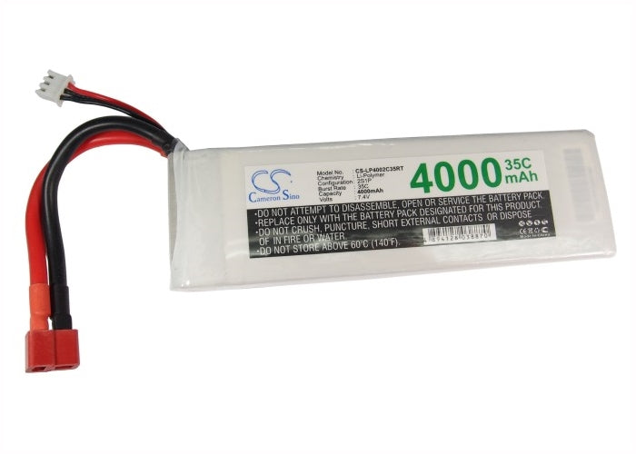 7.4V, 4000mAh, Li-Polymer Battery fits Cameron Sino, RC Tanks Cs-lp4002c35rt, 29.6Wh