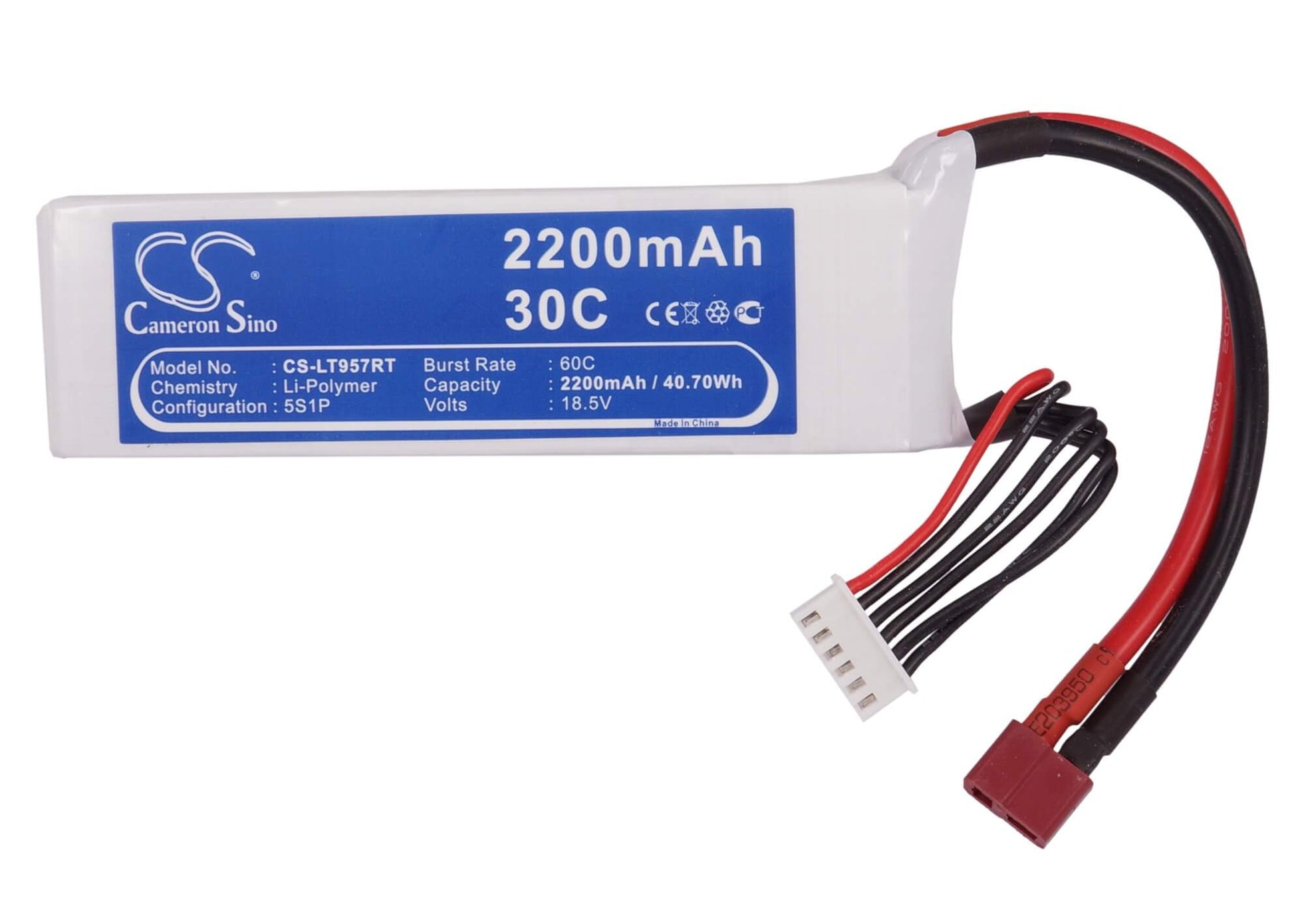 18.5V, 2200mAh, Li-Polymer Battery fits Cameron Sino, RC Tanks Cs-lt957rt, 40.7Wh