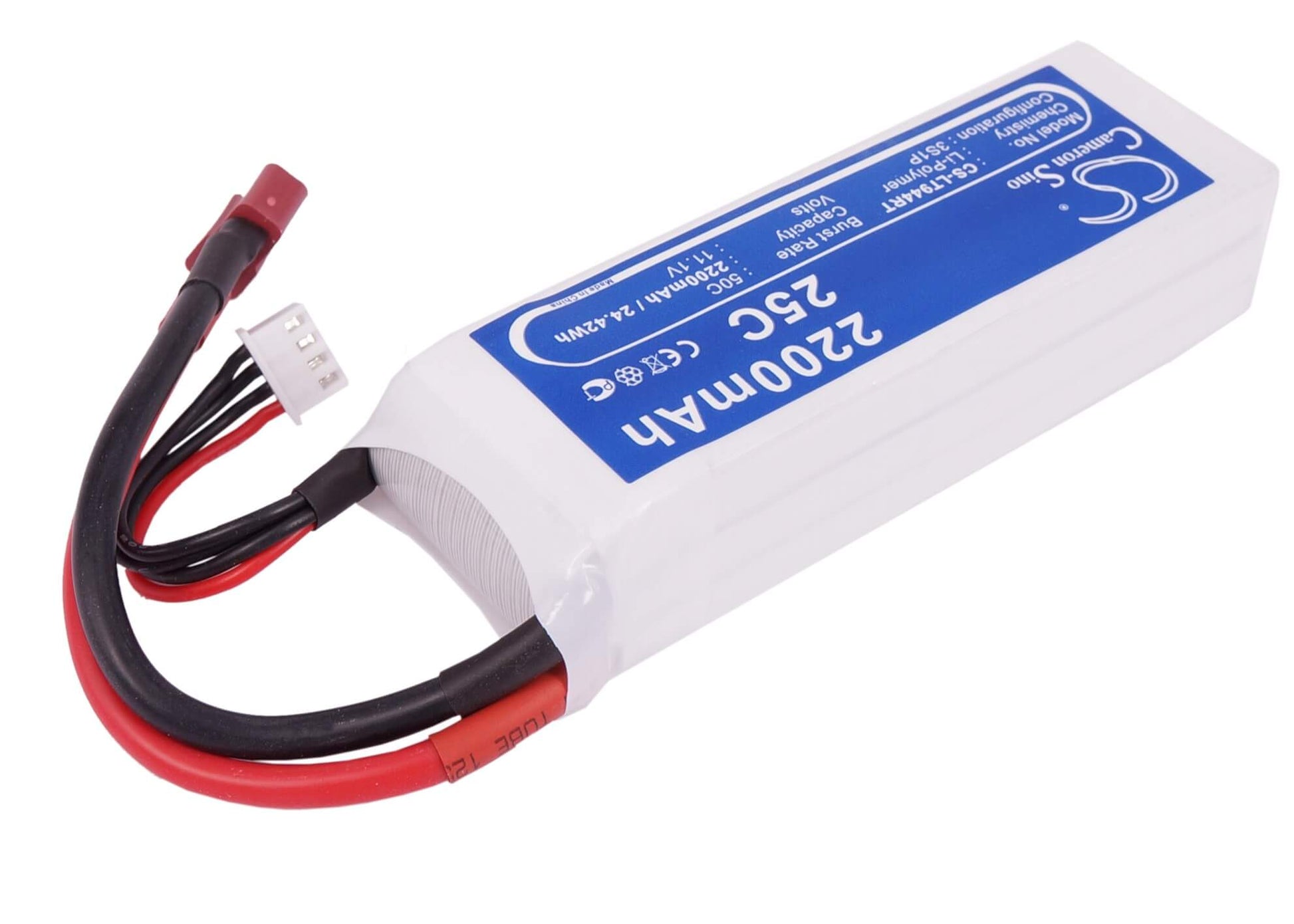 11.1V, 2200mAh, Li-Polymer Battery fits Cameron Sino, RC Tanks Cs-lt944rt, 24.42Wh