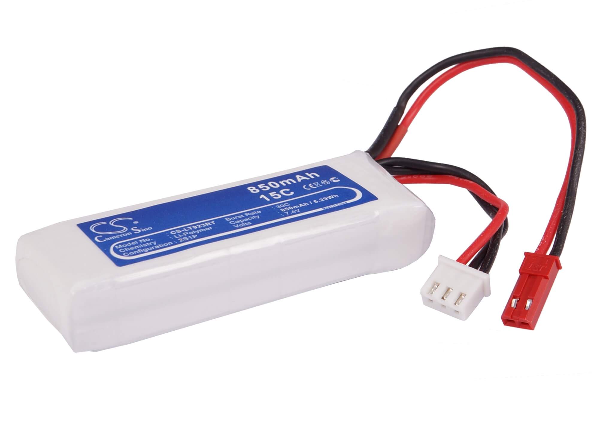 7.4V, 850mAh, Li-Polymer Battery fits Cameron Sino, RC Trains Cs-lt923rt, 6.29Wh
