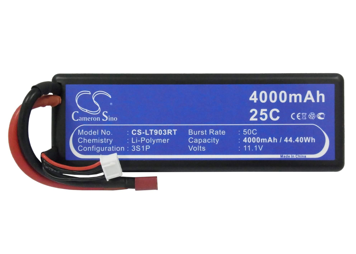11.1V, 4000mAh, Li-Polymer Battery fits Cameron Sino, RC Trains Cs-lt903rt, 44.4Wh