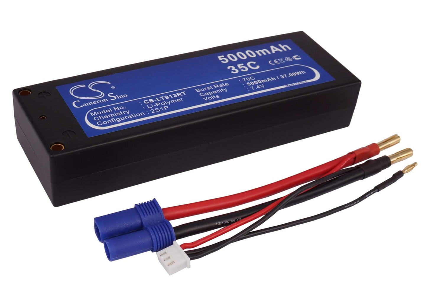 7.4V, 5000mAh, Li-Polymer Battery fits Cameron Sino, RC Trains Cs-lt913rt, 37Wh