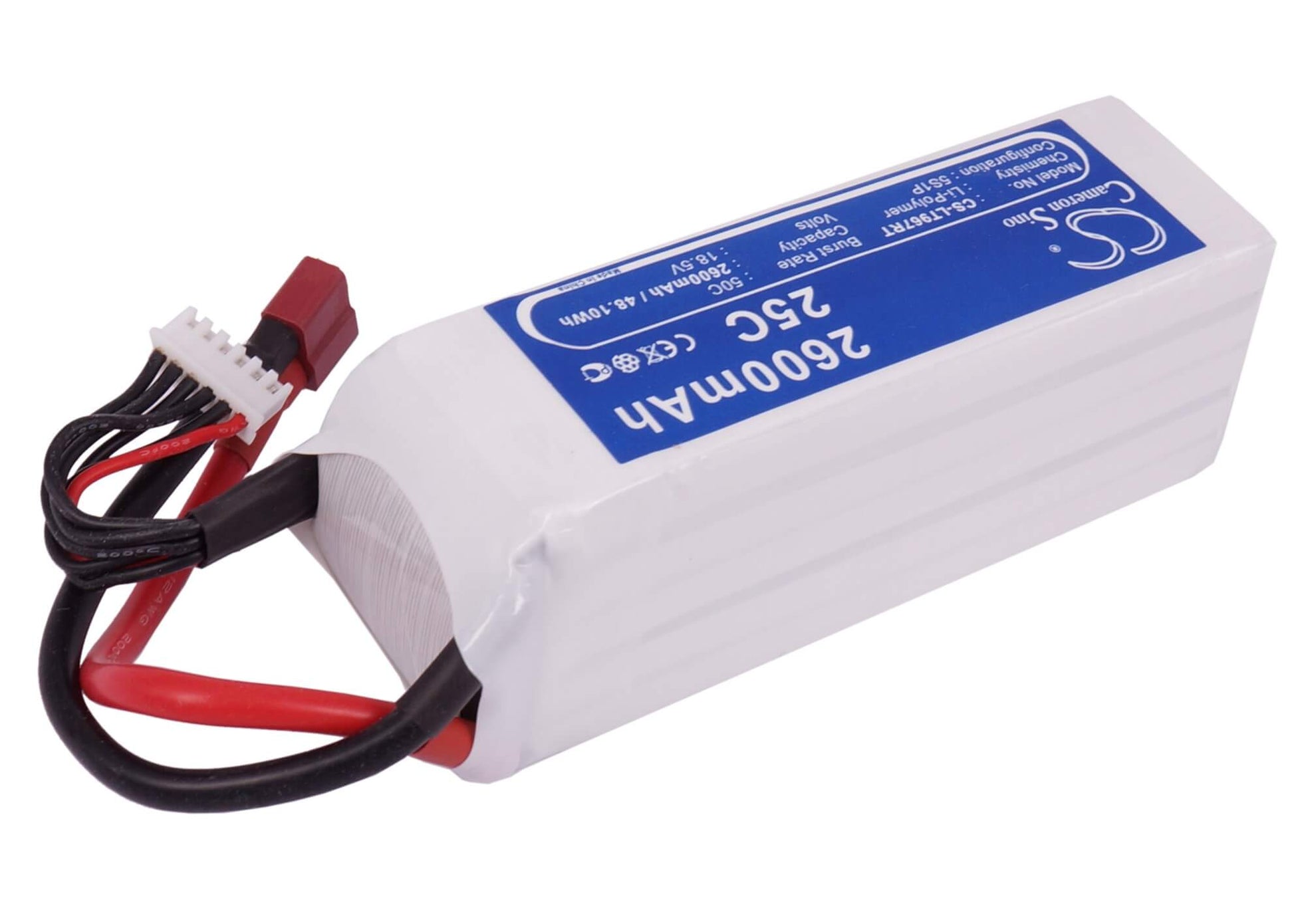 18.5V, 2600mAh, Li-Polymer Battery fits Cameron Sino, RC Trains Cs-lt967rt, 48.1Wh