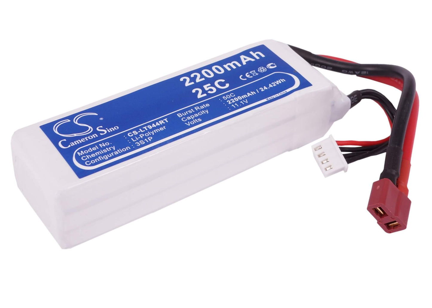 11.1V, 2200mAh, Li-Polymer Battery fits Cameron Sino, RC Trains Cs-lt944rt, 24.42Wh
