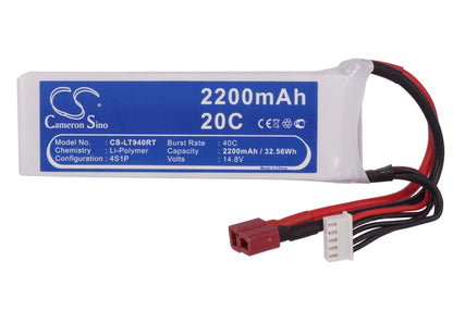 14.8V, 2200mAh, Li-Polymer Battery fits Cameron Sino, RC Trains Cs-lt940rt, 32.56Wh